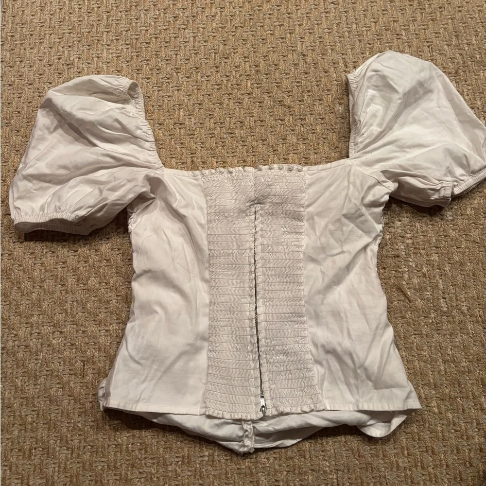 Reformation White Radish Puff Sleeve Blouse